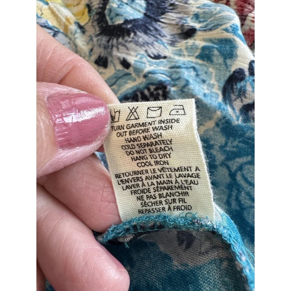 Billabong Floral Kimono Cardigan Cover Up Turquoise Bohemian Flowy
